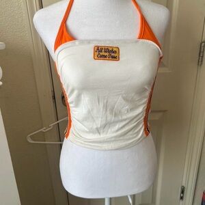 Orange and White Halter Top